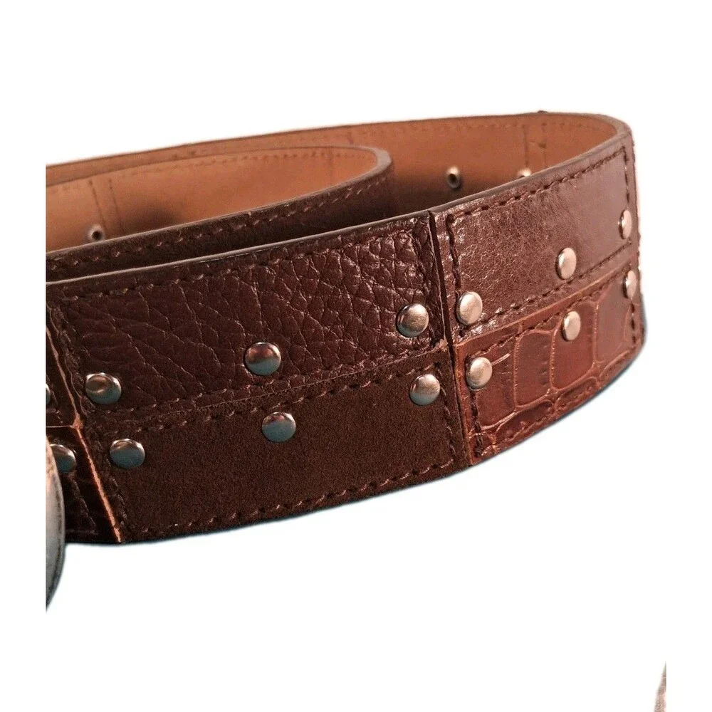 Michael Kors Faux Crocodile & Snake Leather Embossed Patchwork Belt Size L